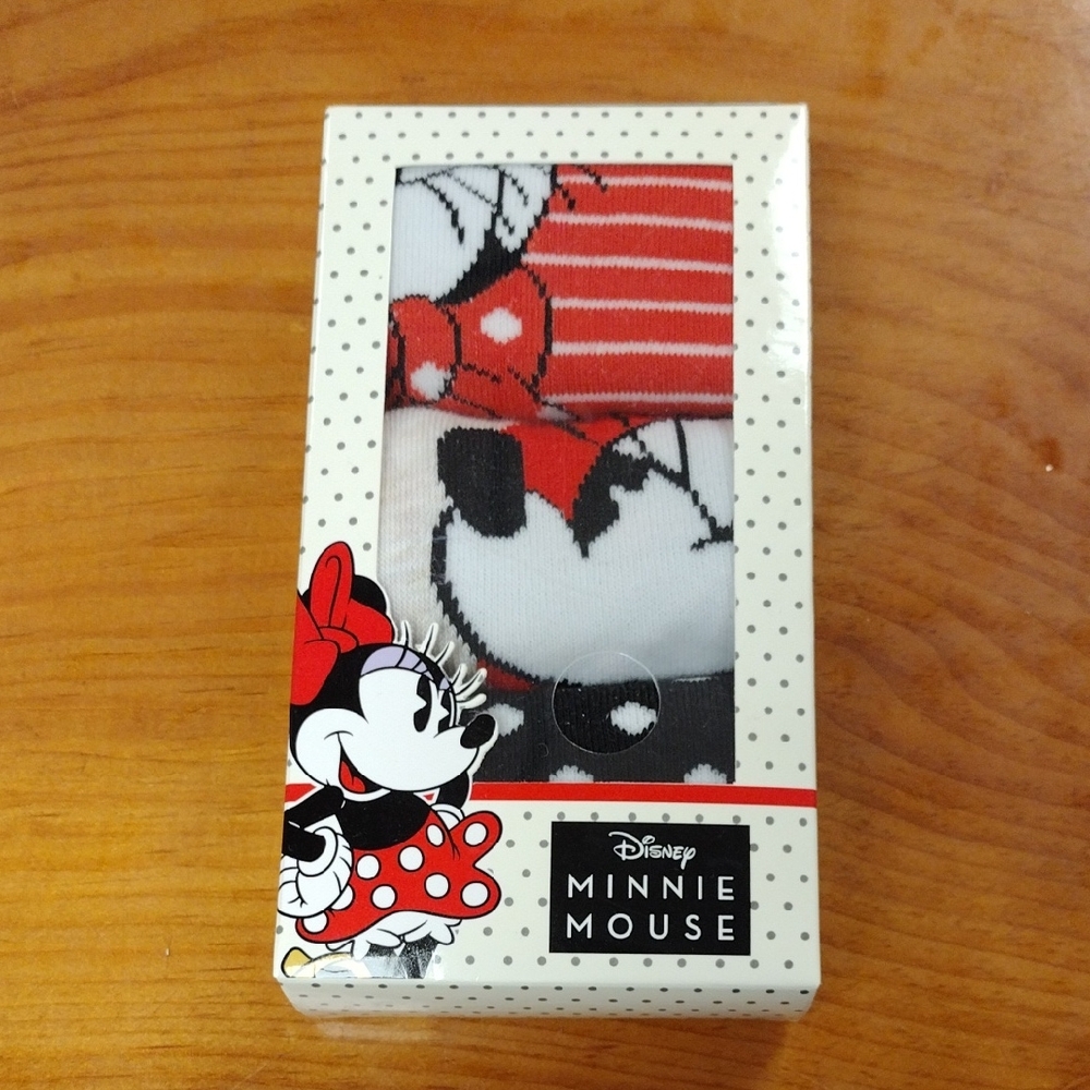 Three Pairs Of Minnie Mouse Socks Size 4 To 10